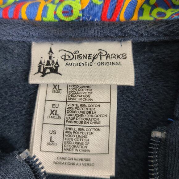Disney World Parks Blue Red Yellow Zip Up Embroidered Hoodie Jacket XL - Picture 7 of 7